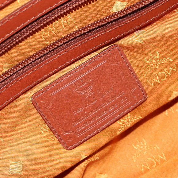MCM Logogram Vicetos Hand Bag PVC Leather Brown Gold Auth BA6052