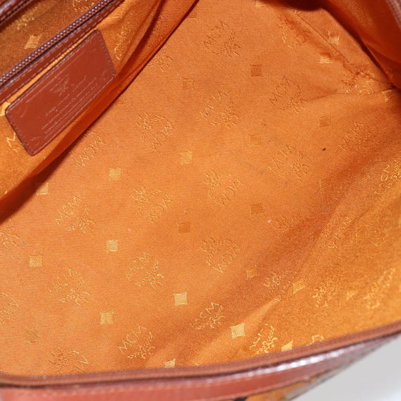 MCM Logogram Vicetos Hand Bag PVC Leather Brown Gold Auth BA6052