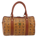 MCM Logogram Vicetos Hand Bag PVC Leather Brown Gold Auth BA6052-13