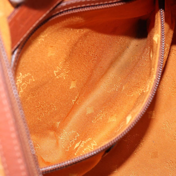 MCM Logogram Vicetos Hand Bag PVC Leather Brown Gold Auth BA6052