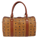 MCM Logogram Vicetos Hand Bag PVC Leather Brown Gold Auth BA6052-2