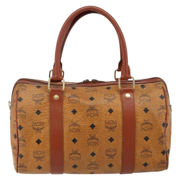 MCM Logogram Vicetos Hand Bag PVC Leather Brown Gold Auth BA6052 - 0