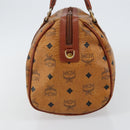 MCM Logogram Vicetos Hand Bag PVC Leather Brown Gold Auth BA6052-3