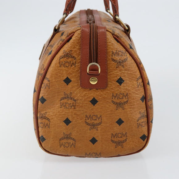 MCM Logogram Vicetos Hand Bag PVC Leather Brown Gold Auth BA6052