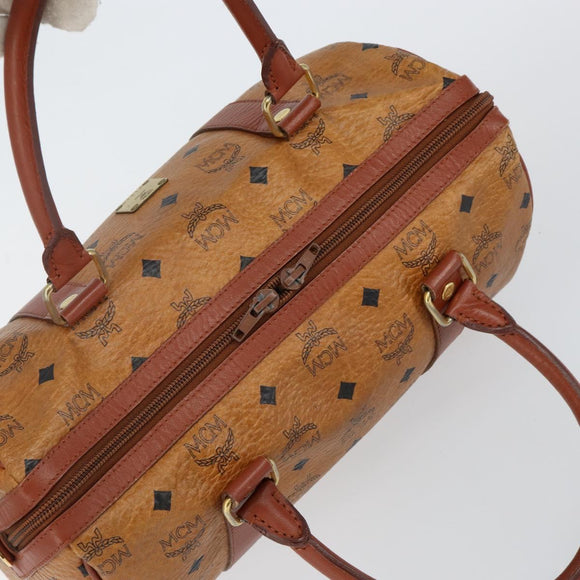 MCM Logogram Vicetos Hand Bag PVC Leather Brown Gold Auth BA6052