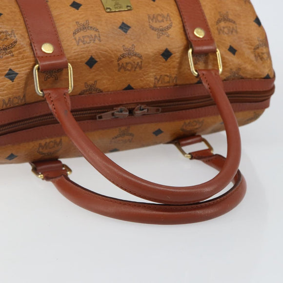 MCM Logogram Vicetos Hand Bag PVC Leather Brown Gold Auth BA6052