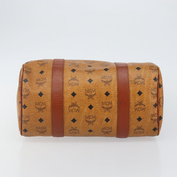 MCM Logogram Vicetos Hand Bag PVC Leather Brown Gold Auth BA6052