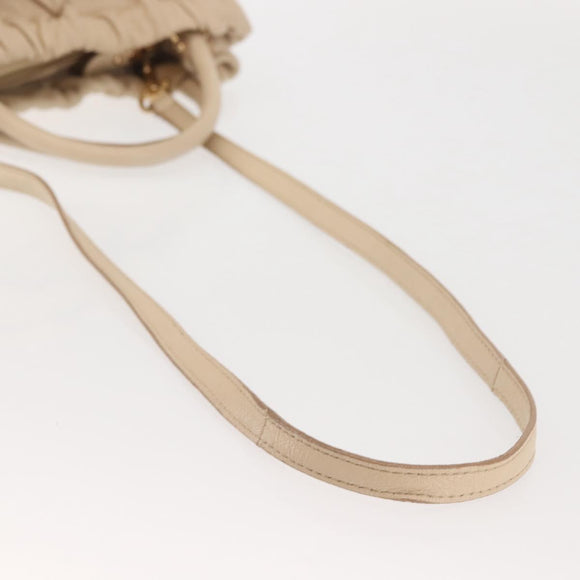 Salvatore Ferragamo Vala Hand Bag Leather 2way Beige Gold Auth BA6053