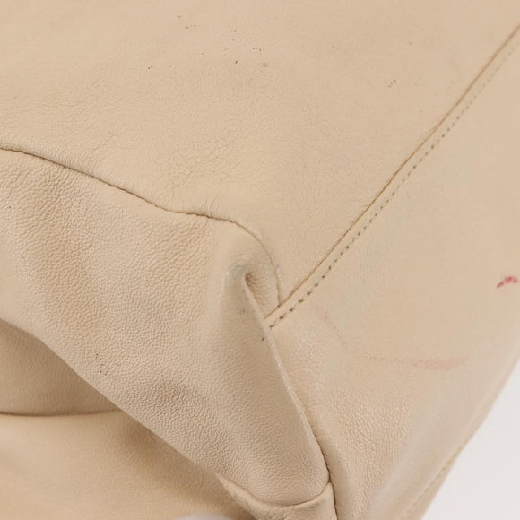 Salvatore Ferragamo Vala Hand Bag Leather 2way Beige Gold Auth BA6053