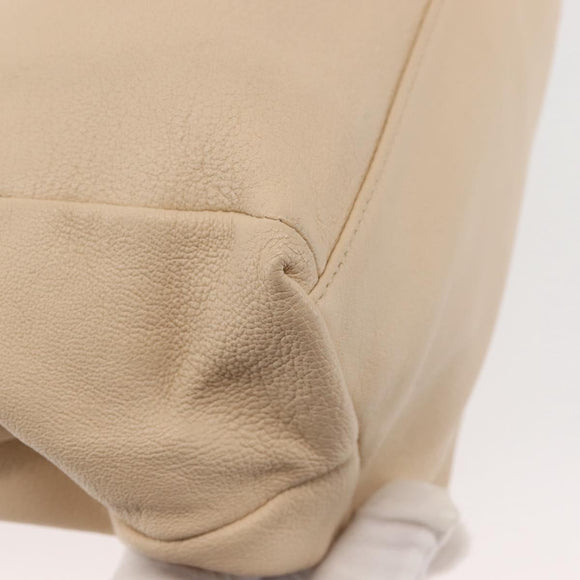 Salvatore Ferragamo Vala Hand Bag Leather 2way Beige Gold Auth BA6053