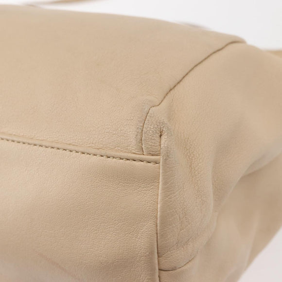 Salvatore Ferragamo Vala Hand Bag Leather 2way Beige Gold Auth BA6053