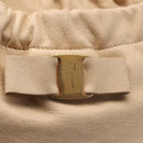 Salvatore Ferragamo Vala Hand Bag Leather 2way Beige Gold Auth BA6053-18