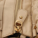 Salvatore Ferragamo Vala Hand Bag Leather 2way Beige Gold Auth BA6053-19