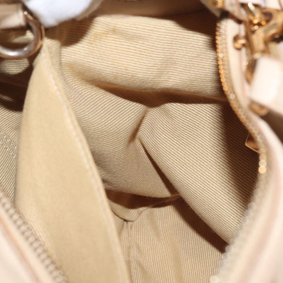 Salvatore Ferragamo Vala Hand Bag Leather 2way Beige Gold Auth BA6053