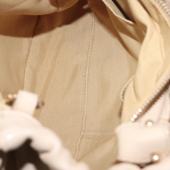 Salvatore Ferragamo Vala Hand Bag Leather 2way Beige Gold Auth BA6053