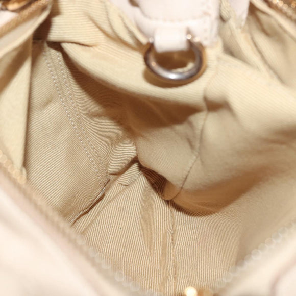 Salvatore Ferragamo Vala Hand Bag Leather 2way Beige Gold Auth BA6053