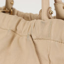 Salvatore Ferragamo Vala Hand Bag Leather 2way Beige Gold Auth BA6053-4