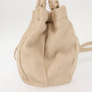 Salvatore Ferragamo Vala Hand Bag Leather 2way Beige Gold Auth BA6053-5