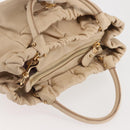 Salvatore Ferragamo Vala Hand Bag Leather 2way Beige Gold Auth BA6053-7