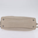 PRADA Hand Bag Leather 2way Beige Silver Auth BA6054-5