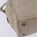 PRADA Hand Bag Leather 2way Beige Silver Auth BA6054-16