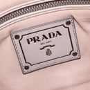 PRADA Hand Bag Leather 2way Beige Silver Auth BA6054-19