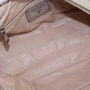 PRADA Hand Bag Leather 2way Beige Silver Auth BA6054-11