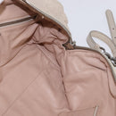 PRADA Hand Bag Leather 2way Beige Silver Auth BA6054-20