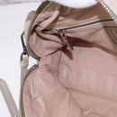 PRADA Hand Bag Leather 2way Beige Silver Auth BA6054-21