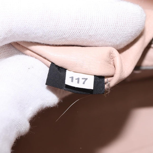 PRADA Hand Bag Leather 2way Beige Silver Auth BA6054