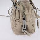 PRADA Hand Bag Leather 2way Beige Silver Auth BA6054-4