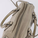 PRADA Hand Bag Leather 2way Beige Silver Auth BA6054-6