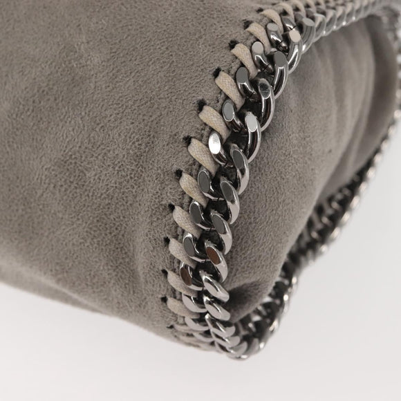 Stella MacCartney Chain Fabera Shoulder Bag Suede Gray Silver Auth BA6056