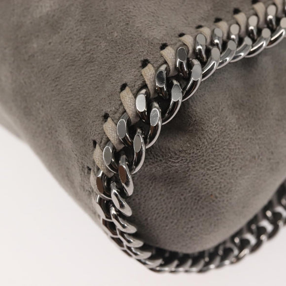 Stella MacCartney Chain Fabera Shoulder Bag Suede Gray Silver Auth BA6056