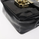 Chloe Elsie Shoulder Bag Enamel Black Gold Auth BA6058-14