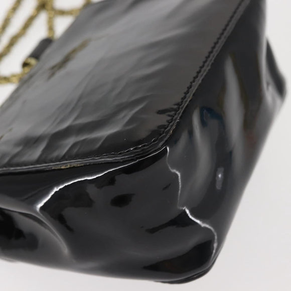 Chloe Elsie Shoulder Bag Enamel Black Gold Auth BA6058