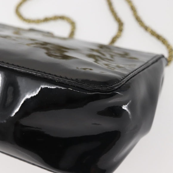 Chloe Elsie Shoulder Bag Enamel Black Gold Auth BA6058