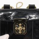 Chloe Elsie Shoulder Bag Enamel Black Gold Auth BA6058-17