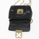 Chloe Elsie Shoulder Bag Enamel Black Gold Auth BA6058-10