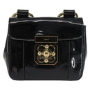 Chloe Elsie Shoulder Bag Enamel Black Gold Auth BA6058-13