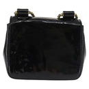Chloe Elsie Shoulder Bag Enamel Black Gold Auth BA6058-2