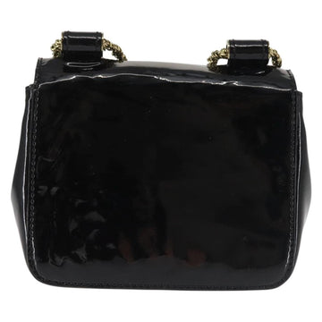 Chloe Elsie Shoulder Bag Enamel Black Gold Auth BA6058 - 0