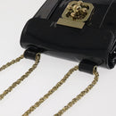 Chloe Elsie Shoulder Bag Enamel Black Gold Auth BA6058-6