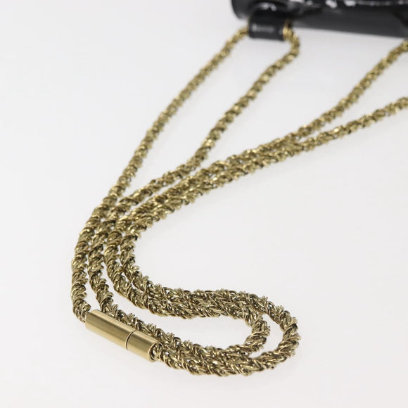 Chloe Elsie Shoulder Bag Enamel Black Gold Auth BA6058