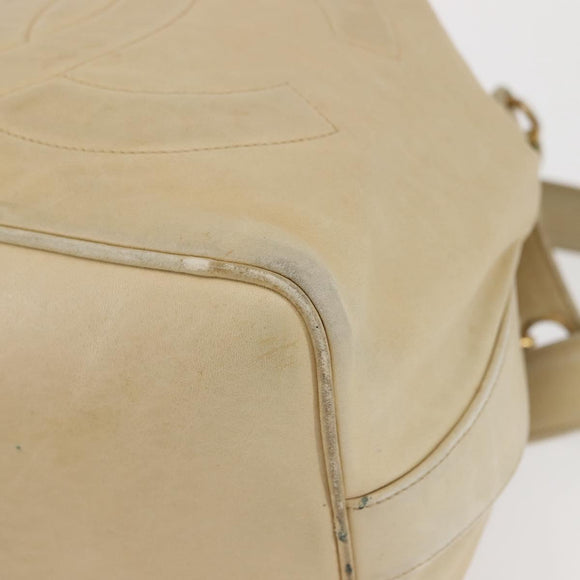 CHANEL Chain Shoulder Bag Lamb Skin Beige Gold CC Auth BA6065