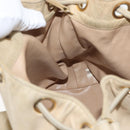 CHANEL Chain Shoulder Bag Lamb Skin Beige Gold CC Auth BA6065-18