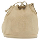 CHANEL Chain Shoulder Bag Lamb Skin Beige Gold CC Auth BA6065-2