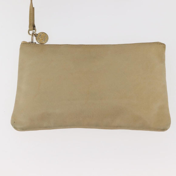 CHANEL Chain Shoulder Bag Lamb Skin Beige Gold CC Auth BA6065