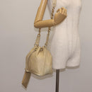 CHANEL Chain Shoulder Bag Lamb Skin Beige Gold CC Auth BA6065-24