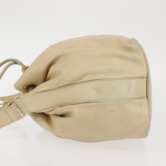 CHANEL Chain Shoulder Bag Lamb Skin Beige Gold CC Auth BA6065